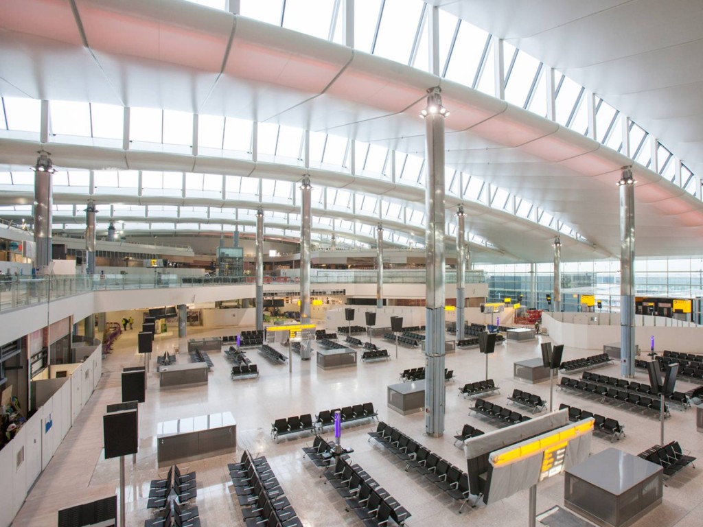 Terminal 2 at London’s Heathrow airport features Valmiera Glass UK Ltd. new architectural membrane, Atex®. 