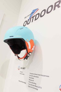 Increasingly, performance is being combined with sustainability as in this helmet that uses an inner liner from Sympatex.  The Sympatex membrane offers temperature regulation, breathability, windproof and waterproof properties. PTFE and PFC-free, the Sympatex membrane is 100 percent recyclable with bluesign® approval and Oeko-Tex-Standard 100 certification. Photo: Messe Frankfurt Exhibition GmbH / Jean-Luc Valentin