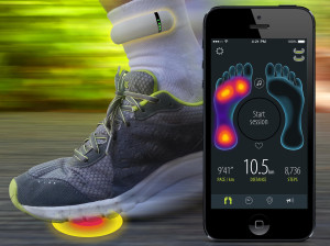 Heapsylon’s Sensoria socks come with electronics that conform to a wearer’s ankle size. Sensors communicate biometric data, including foot-landing technique, in real time to the Sensoria app on an iPhone, Android or Windows phone. Photo: Heapsylon.